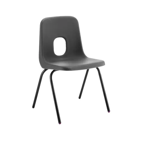 E Series Polypropylene Classroom Chair - 4 Black Legs - Size EA - Charcoal